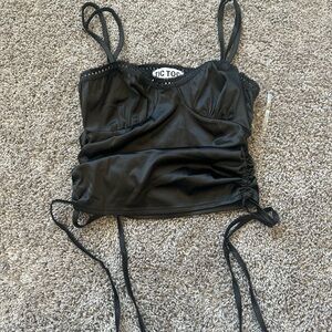 Elegant Black Ruched Women's Tank Top